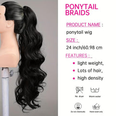 Long Curly Wavy Ponytail Extensions Synthetic Clip In Hair Extensions