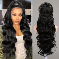 Long Curly Wavy Ponytail Extensions Synthetic Clip In Hair Extensions