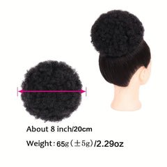 Short Kinky Curly Drawstring Ponytail Afro Puff Chignon for Women - Daily Use