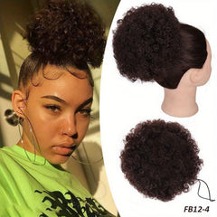 Short Kinky Curly Drawstring Ponytail Afro Puff Chignon for Women - Daily Use