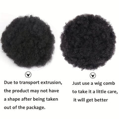 Short Kinky Curly Drawstring Ponytail Afro Puff Chignon for Women - Daily Use