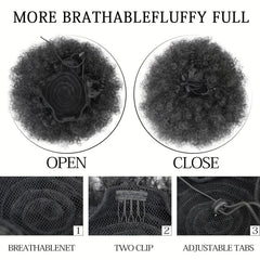Short Kinky Curly Drawstring Ponytail Afro Puff Chignon for Women - Daily Use