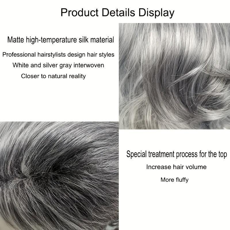 30 48 Cm Silvery Body Wave Hair Wigs Side Part Short Curly Hair Wigs For Women