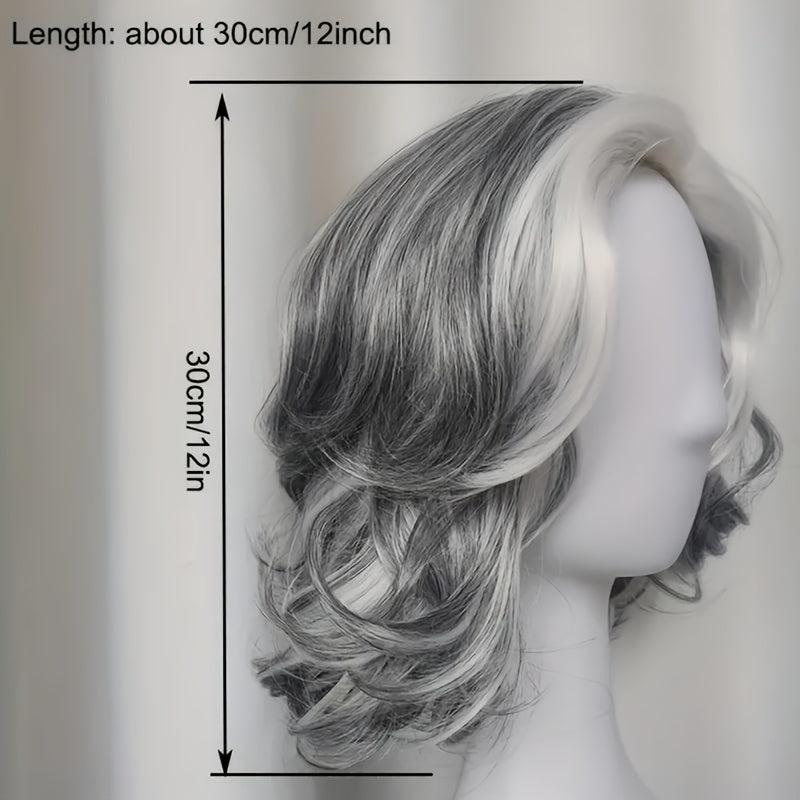 30 48 Cm Silvery Body Wave Hair Wigs Side Part Short Curly Hair Wigs For Women