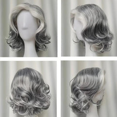 30 48 Cm Silvery Body Wave Hair Wigs Side Part Short Curly Hair Wigs For Women
