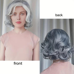 30 48 Cm Silvery Body Wave Hair Wigs Side Part Short Curly Hair Wigs For Women