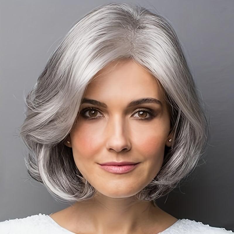 30 48 Cm Silvery Body Wave Hair Wigs Side Part Short Curly Hair Wigs For Women