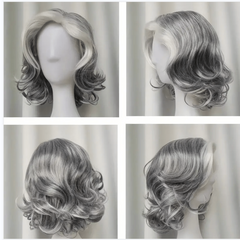30 48 Cm Silvery Body Wave Hair Wigs Side Part Short Curly Hair Wigs For Women