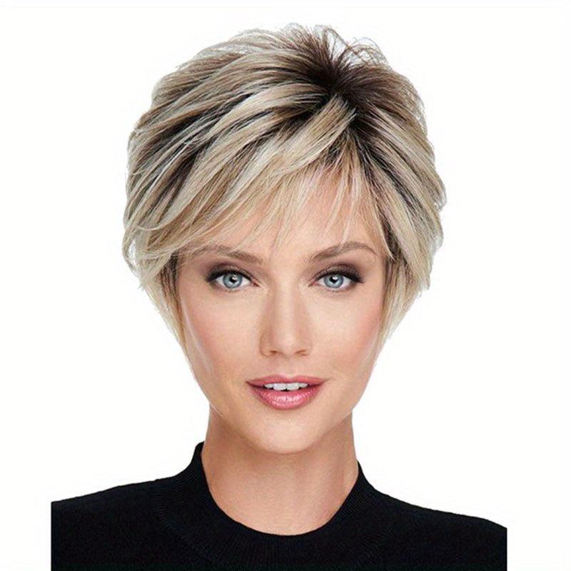 Short Straight Pixie Cut Wig With Bangs Synthetic Wig