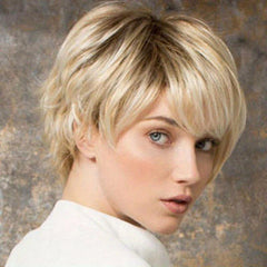 Short Straight Pixie Cut Wig With Bangs Synthetic Wig