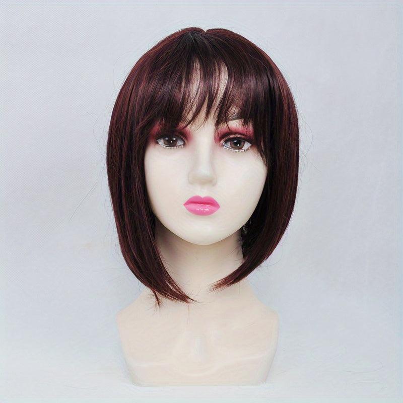 Heat Resistant Bob Cut Wig with Bangs for Daily Wear
