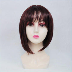 Heat Resistant Bob Cut Wig with Bangs for Daily Wear