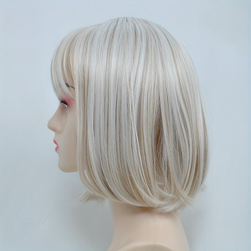 Heat Resistant Bob Cut Wig with Bangs for Daily Wear