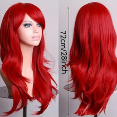 Colorful Long Curly Synthetic Wig With Bangs Heat Resistant