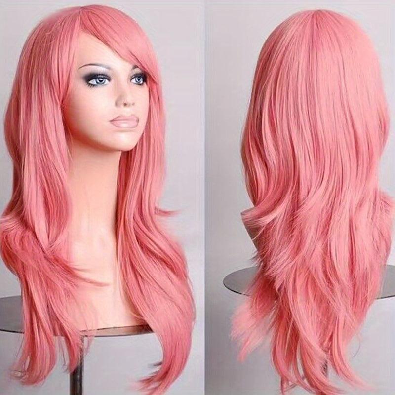 Colorful Long Curly Synthetic Wig With Bangs Heat Resistant