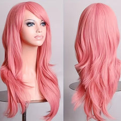 Colorful Long Curly Synthetic Wig With Bangs Heat Resistant