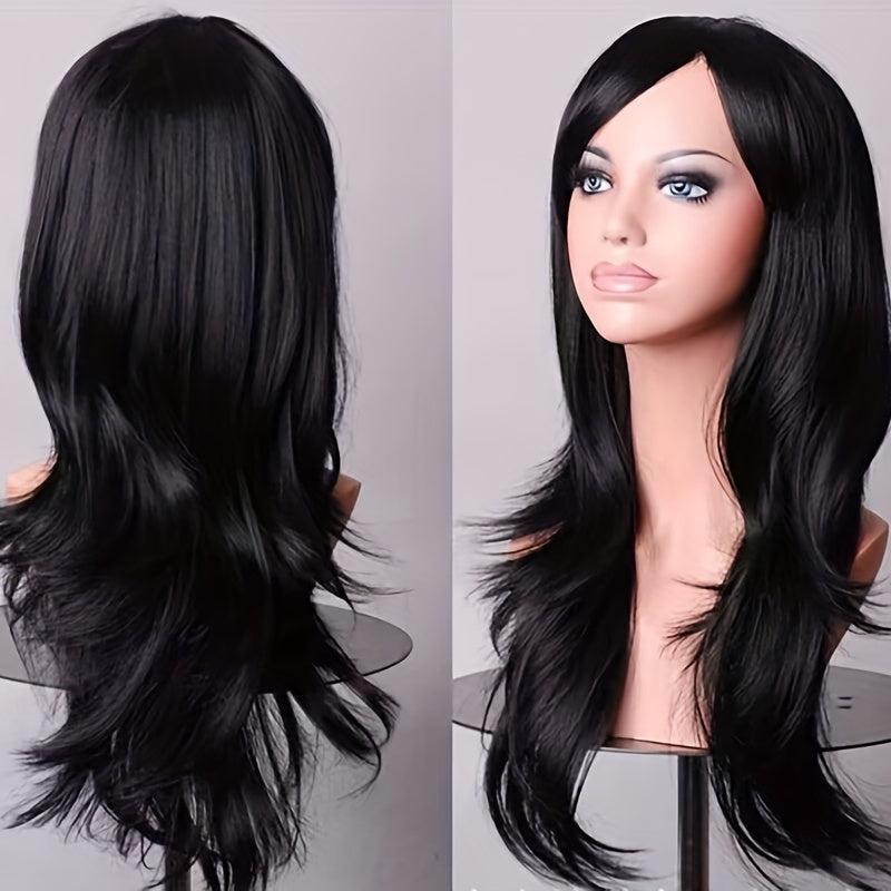 Colorful Long Curly Synthetic Wig With Bangs Heat Resistant