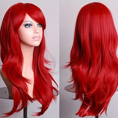 Colorful Long Curly Synthetic Wig With Bangs Heat Resistant