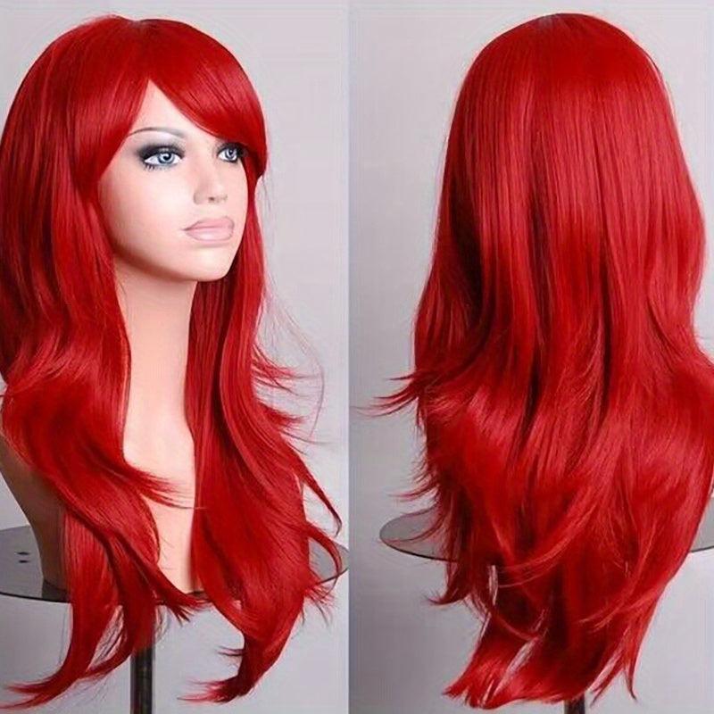 Colorful Long Curly Synthetic Wig With Bangs Heat Resistant