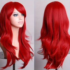 Colorful Long Curly Synthetic Wig With Bangs Heat Resistant
