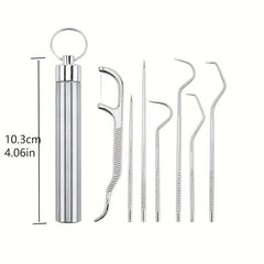 Stainless Steel Toothpicks Set with Keychain Holder
