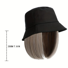 Bucket Hat Wig Women's Short Bob Hair Extension Fisherman Cap Wigs