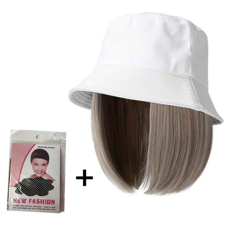Bucket Hat Wig Women's Short Bob Hair Extension Fisherman Cap Wigs