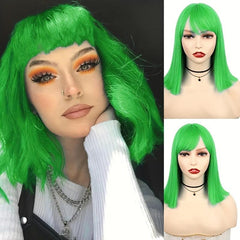 Stylish Straight Bob Wig With Bangs Synthetic Purple Wig For Women