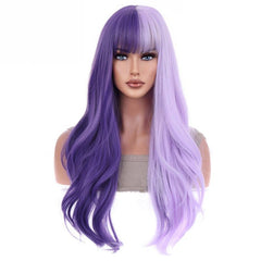 Colorful Long Curly Wig With Bangs Synthetic Wig Heat Resistant