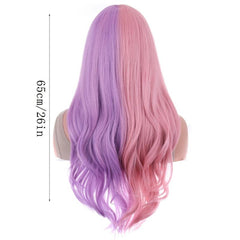 Colorful Long Curly Wig With Bangs Synthetic Wig Heat Resistant