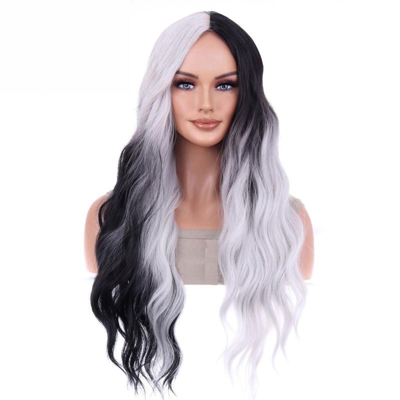 Colorful Long Curly Wig With Bangs Synthetic Wig Heat Resistant