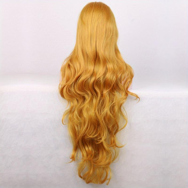 Pink Wavy Synthetic Wig With Bangs Cosplay Wigs For Women Halloween Party