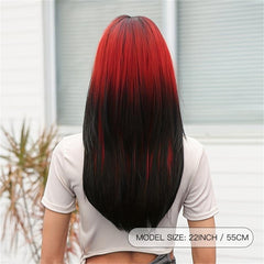 Long Straight Layered Synth. Wig + Head Cover