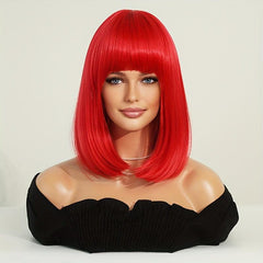 Short Pale Pink Bob Wig with Bangs for Women