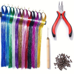 Colorful Tinsel Hair Extensions Glitter Hair Extensions Kit