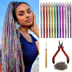 Colorful Tinsel Hair Extensions Glitter Hair Extensions Kit