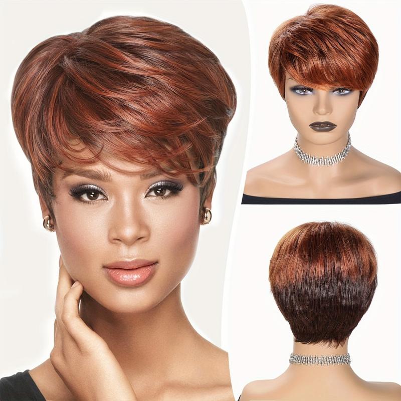 Pixie Cut Wigs Short Straight Layered Hair Wigs for Women