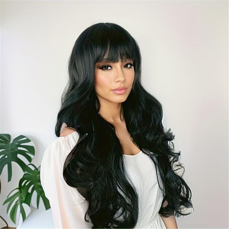 Long Curly Synthetic Wig with Bangs for Halloween Cosplay
