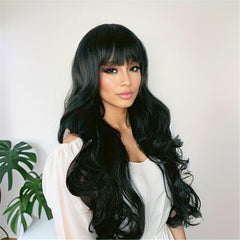 Long Curly Synthetic Wig with Bangs for Halloween Cosplay