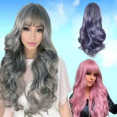 Long Curly Synthetic Wig with Bangs for Halloween Cosplay