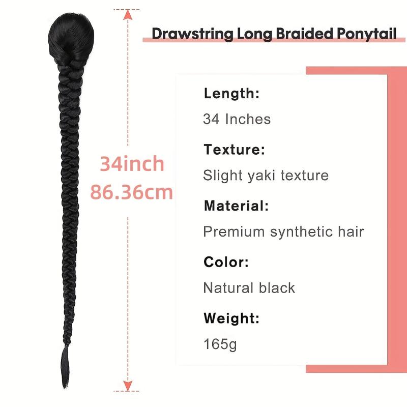 Long Braided Drawstring Ponytail