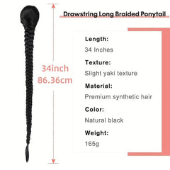 Long Braided Drawstring Ponytail