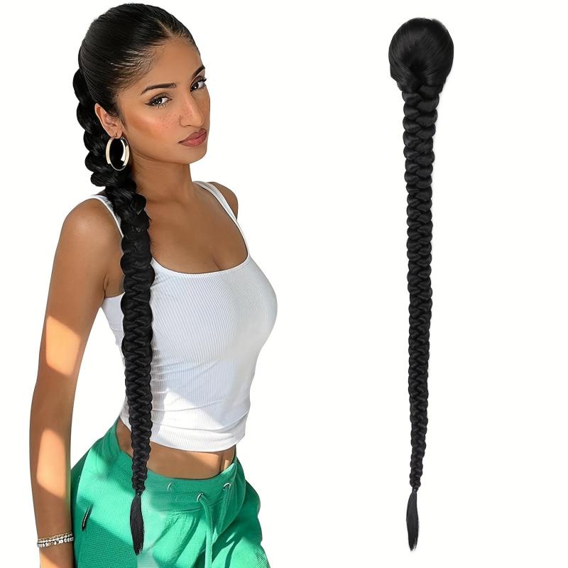 Long Braided Drawstring Ponytail