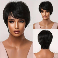 Dark Brown Short Straight Wig for Women, Daily Party Cosplay Style