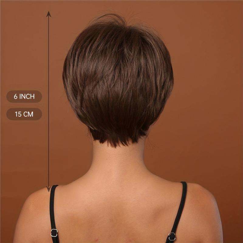 Dark Brown Short Straight Wig for Women, Daily Party Cosplay Style