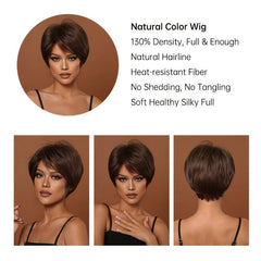 Dark Brown Short Straight Wig for Women, Daily Party Cosplay Style