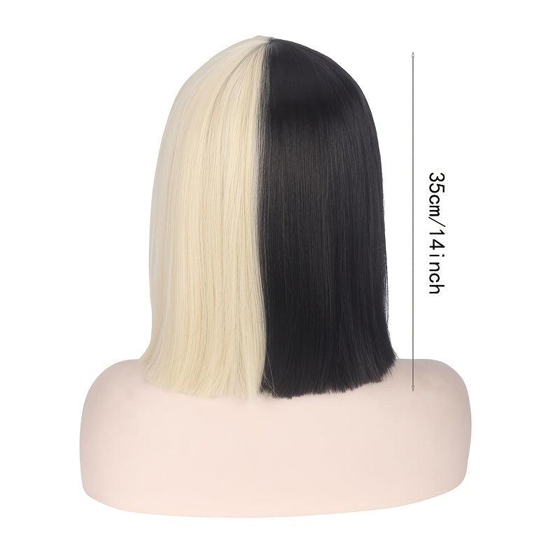 Long Straight Bob Cut Synthetic Wig With Bangs for Halloween Cosplay