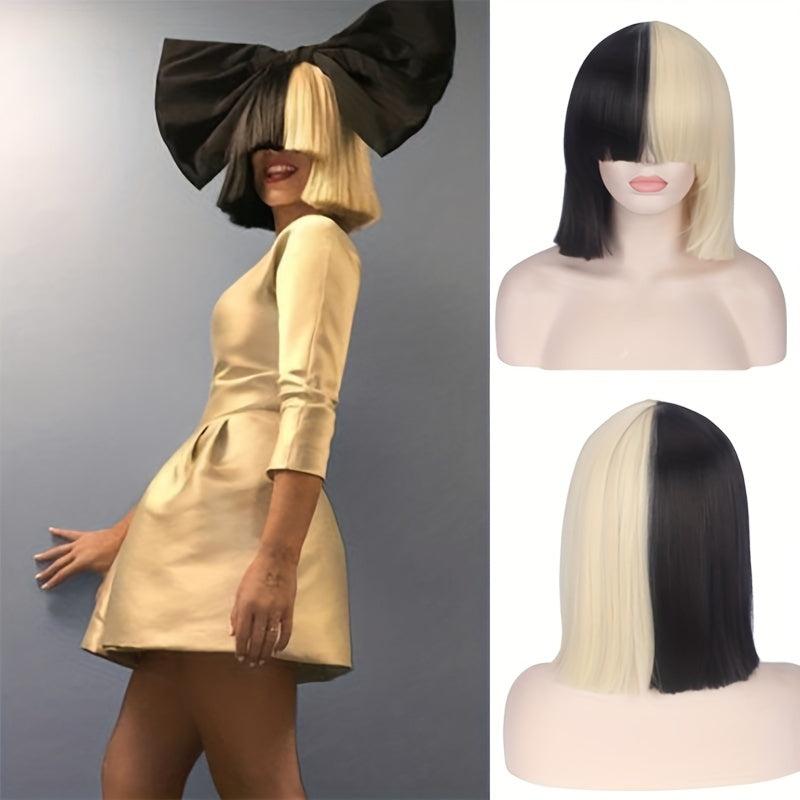 Long Straight Bob Cut Synthetic Wig With Bangs for Halloween Cosplay