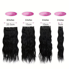 6 Pcs Clip In Long Wavy Hair Extensions Full Head Curly Wavy Hairpiece Set