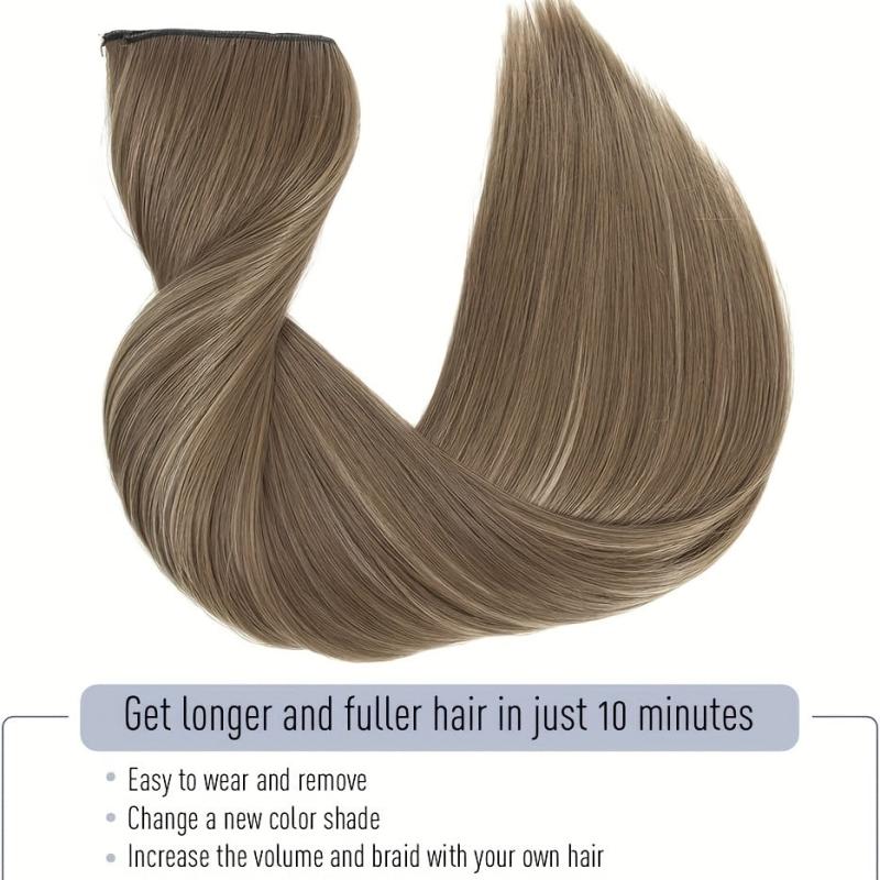 Long Straight Clip In Hair Extensions Synthetic Hair Pieces Natural Look